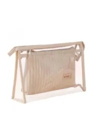 Kosmetyczka transparentno-kremowa 2w1 KS102WZ1