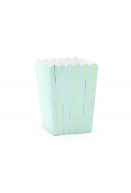 Pudełka na popcorn paski niebieski