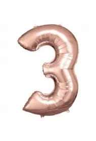 Balon foliowy cyfra 3 różowe złoto