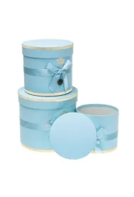 Pudełko Flower Box z kokardą 3 szt niebiesk