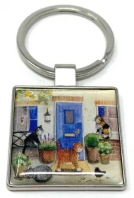 Brelok do kluczy K07 Koty przed domem