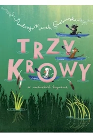 Trzy krowy w niebieskich kajakach