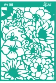 Szablon samoprzylepny wielokrotnego użytku ornamenty kwiatowe 21x29.7cm