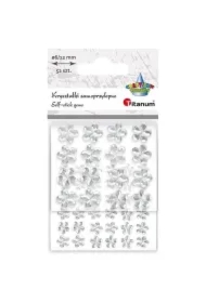 Kryształki samoprzylepne kwiaty 52 szt srebrne