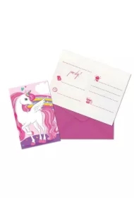 Zaproszenia z kopertami Unicorn Rainbow 6 szt