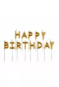 Zestaw świeczek "happy birthday" złote