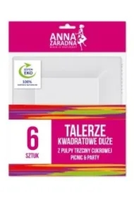 Talerze z trzciny cukrowej duże kwadratowe 26x26 cm Picnic&amp;party