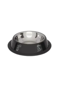 Miska na gumie, kolorowy nadruk, czarna