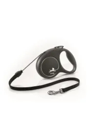 Black Design, Smycz automatyczna dla psa, czarno/srebrna, M, 5m, linka