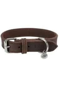 Obroża Rustic z grubej skóry, S&ndash;M: 34&ndash;40 cm/25 mm, ciemnobrązowa