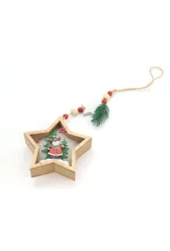 Zawieszka drewniana gwiazda ze światłem LED
