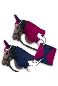 Derka dwustronna i nauszniki Skippi fuksja, granat