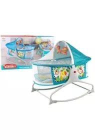 Łóżeczko bujaczek 2w1 mata dziecięca dźwięki nieb