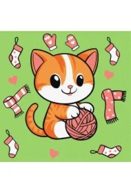 Malowanie po numerach - Kotek i kłębuszek 1 Kids