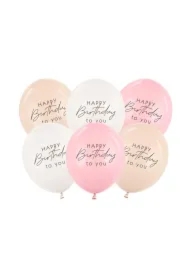 Balony Happy Birthday mix różowy 30cm