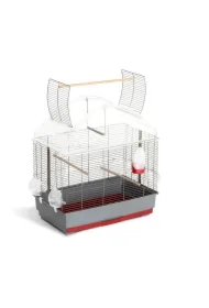 Klatka dla ptaków, OLGA, szaro-czerwony, 59 x 36 x 66 cm