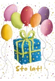 Kartka urodzinowa urodziny, sto lat B6 prezent z balonami