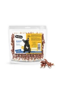 Pausesnack przysmak dla psa, patyki ze skóry oblane pastą z wołowiny