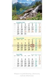 Kalendarz ścienny 2026 trójdzielny Tatry