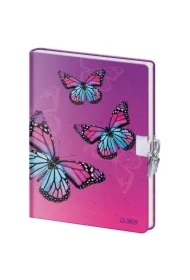 Pamiętnik z kłódką B6/60K gładki Motyle