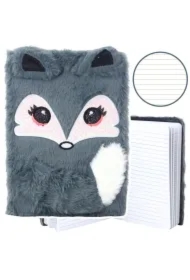 Notatnik pluszowy A5/80K linia Lisek szary