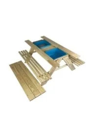 Drewniany zestaw ogrodowy stolik + 2 ławeczki