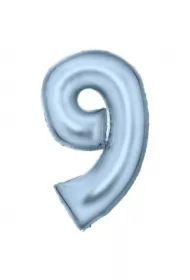 Balon foliowy cyfra 9 pastelowa niebieska