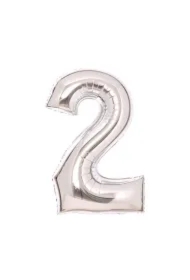 Balon foliowy cyfra 2 srebrna 51x66cm