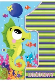 Karnet A5 Urodziny roczek - Konik morski