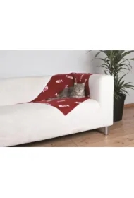 Koc 100 x 70cm bordo w białe ryby