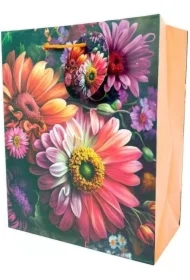 Torebka ozdobna matowa 18x23x10cm Kwiaty