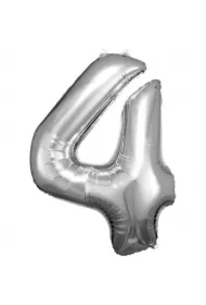 Balon foliowy cyfra 4 srebrna