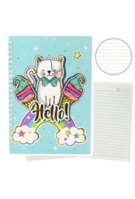 Notatnik A5/60K linia Kot Jednorożec turkusowy