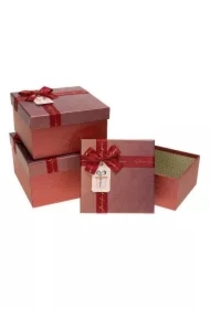 Pudełko prezentowe z kokardą 3 szt czerwony