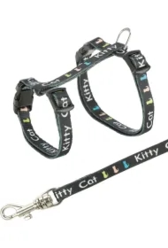 Szelki ze smyczą dla kociąt JUNIOR, 21&ndash;33 cm/8 mm, 1.20 m, motyw Kitty Cat