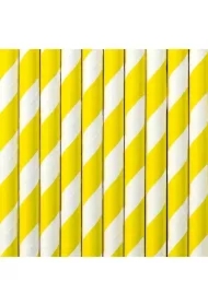 Słomki papierowe żółte 19,5cm 10 szt