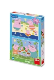 Puzzle 2x48 el. Świnka Peppa na wakacjach