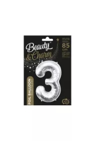 Balon foliowy B&C cyfra 3 srebrna