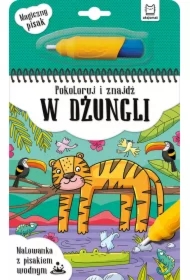 Pokoloruj i znajdź w dżungli. Malowanka z pisakiem wodnym