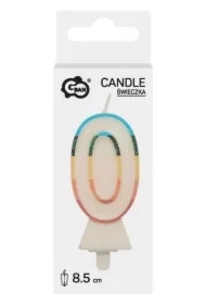 Świeczka cyferka 0 tęczowa 8,5cm