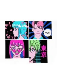 Haft diamentowy - Adults Flocked Neon Anime 4pack