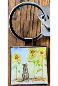 Brelok do kluczy K41 Kot i słoneczniki