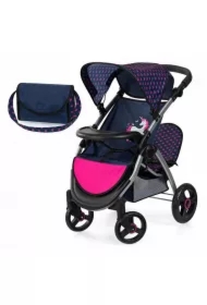 Wózek dla bliźniaków granatowy z torbą