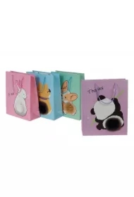 Torebka prezentowa 32x26x10cm pompon MIX