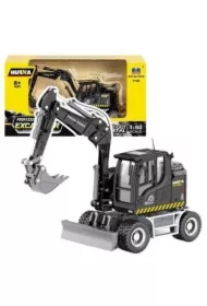 Koparka kołowa ze spychaczem czarna 1:50