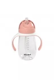 Butelka-kubek niekapek tritanowa ze słomką Old pink