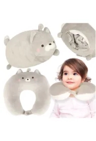 Poduszka podróżna 2w1 rogal pod kark do samolotu samochodu maskotka kot