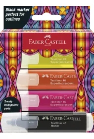 Zakreślacz Glassy 4 kolory neonowe + czarny