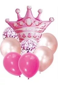 Zestaw balonów Korona różowe złoto 9el