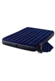 Materac dmuchany dwuosobowy 203x152 cm z poduszkami welurowy 64765